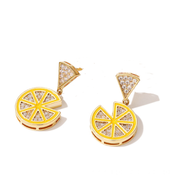 Newest 925 silver CZ lemon earring for girl